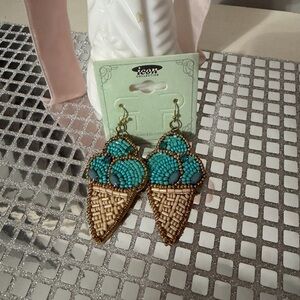 IC COLLECTION Turquoise and Gold Ice Cream Cone Earrings